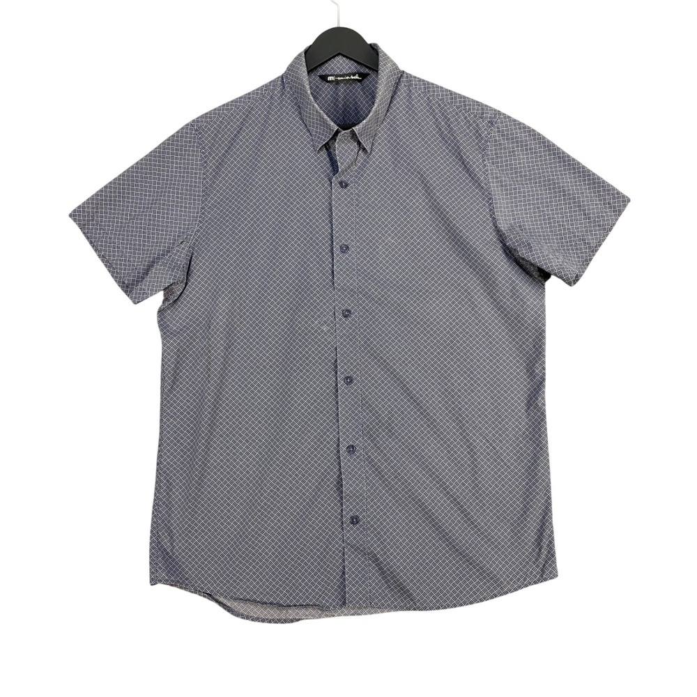 Travis Mathew Techwoven Short Sleeve Golf Shirt‎ Mens L Blue Cotton Blend Casual